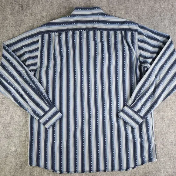 Luchiano Visconti Shirt XL Long Sleeve Button Up Blue Striped Flip Cuff Casual - Picture 10 of 11